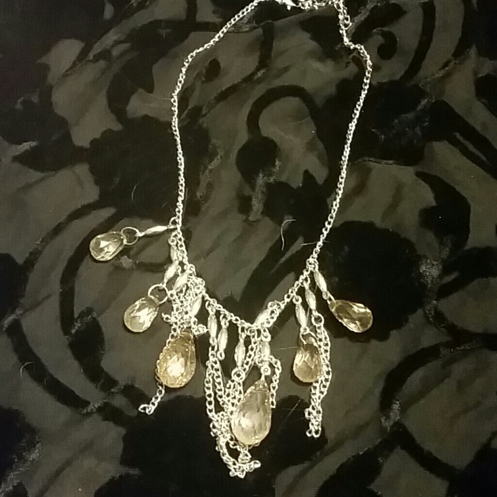 Silver and gold bead necklace with earrings